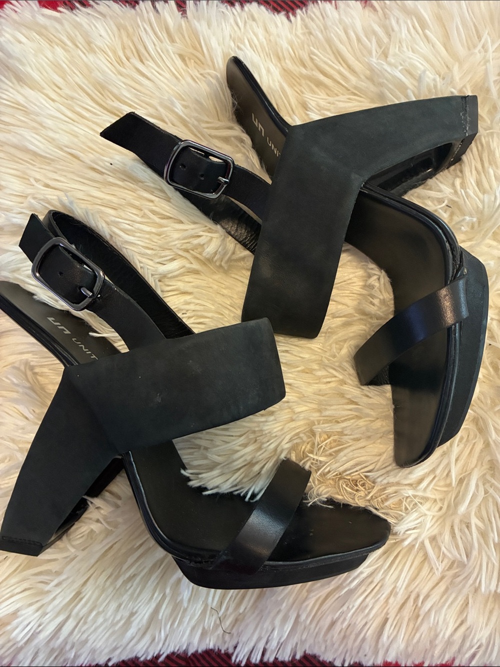 United Nude Real Carbon Fiber Black Suede & Leather Heel Sandals extremely light